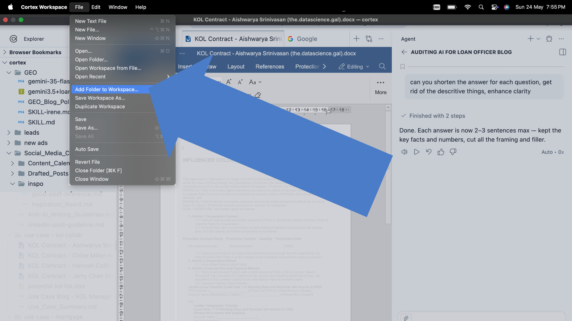 File → Add Folder to Workspace in the top-left menu