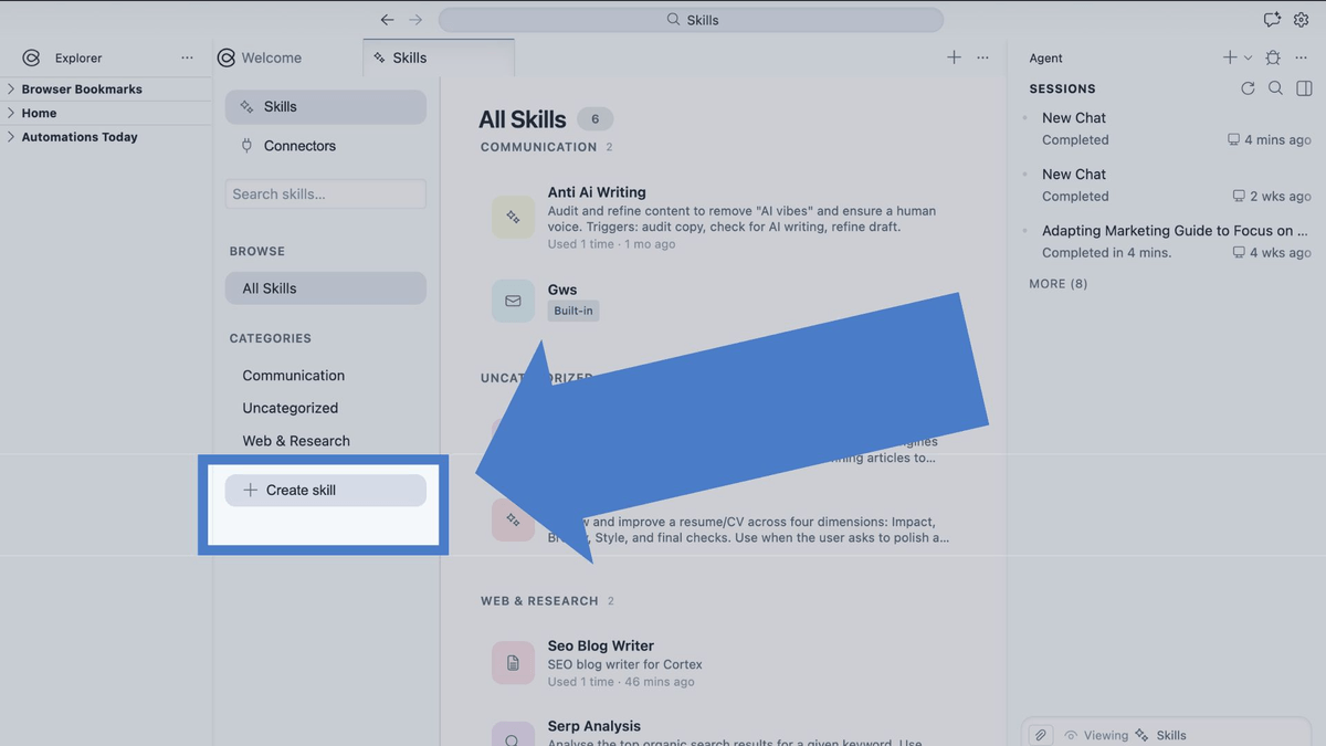 Crear un skill de forma interactiva con Cortex