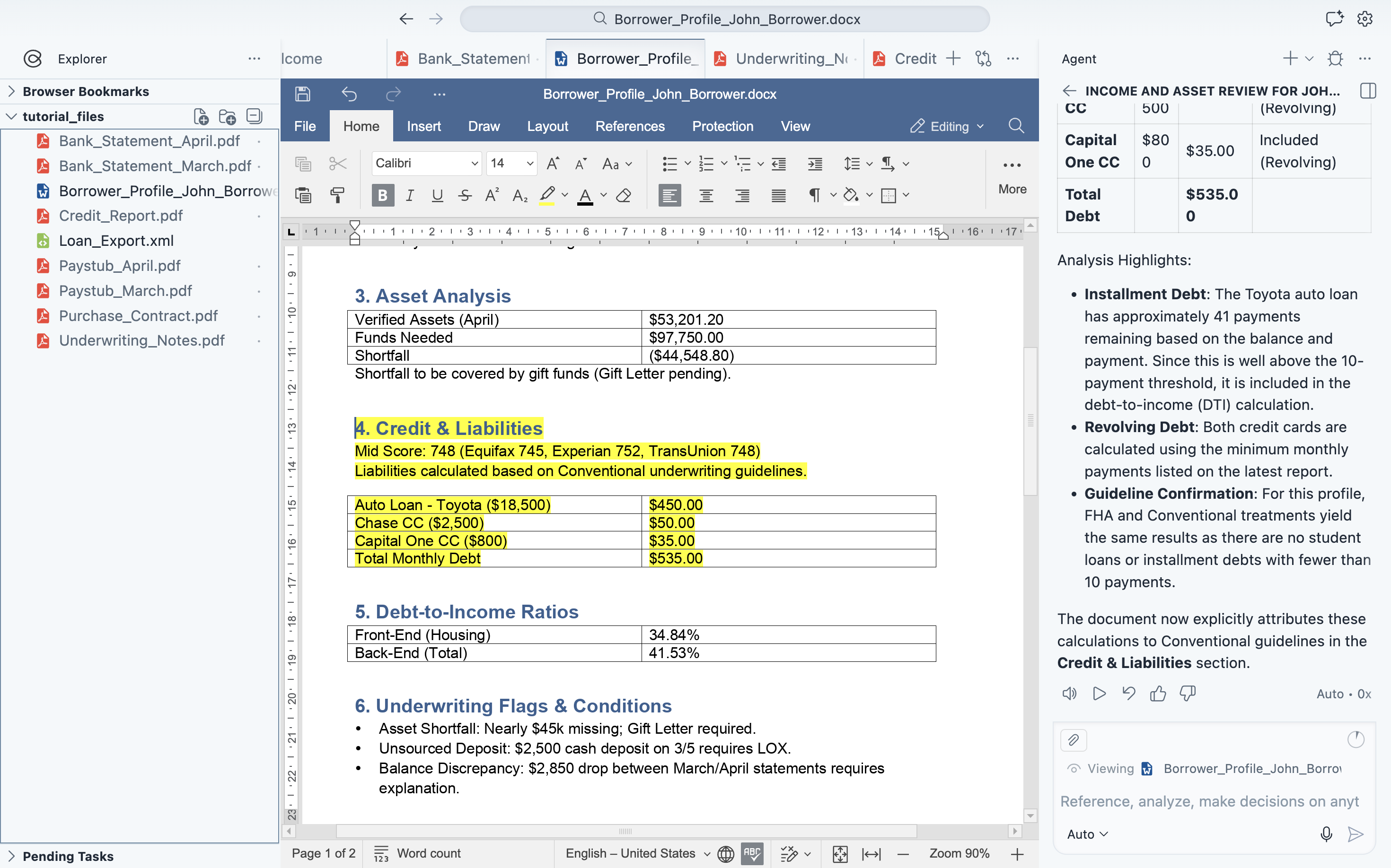 Pull in credit data and calculate liabilities